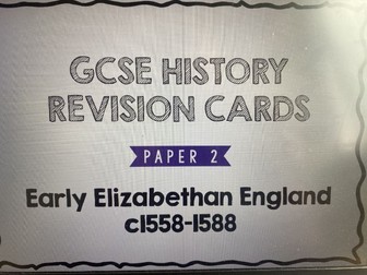Early Elizabethan England revision cards