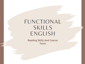 Functional Skills Reading Anthology Booklet
