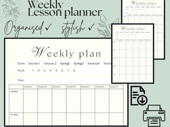 Teacher Weekly Planner - organisation - lesson plans