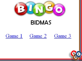BINGO: BIDMAS