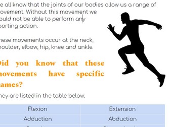 PE Movement at Joints | GCSE/IGCSE/Year 9