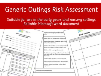 Generic Outings Risk Assessment for the Early Years