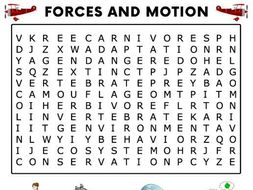 word search motion forces activity force teaching