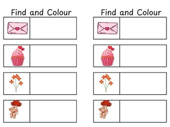 Nursery - Valentine's - Find and Colour