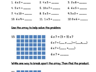 Multiplication Facts and Strategies Test (Go Math 3rd Grade Chapter 4)