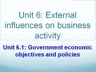 CIE IGCSE Business Studies - Unit 6 - Economic objectives