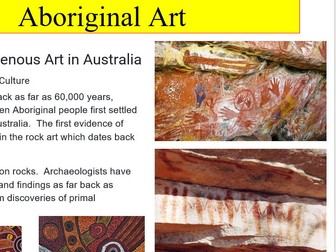 Aboriginal art images and 8-12 week project with evaluation sheet