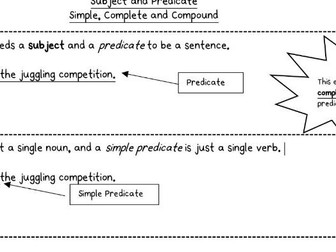 Subject and Predicate Worksheet KS2