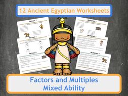 Finding Factors and Multiples Worksheets - Ancient Egyptian Themed