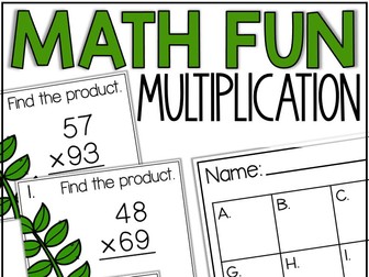 2 Digit by 2 Digit Multiplication 3rd 4th 5th Grade