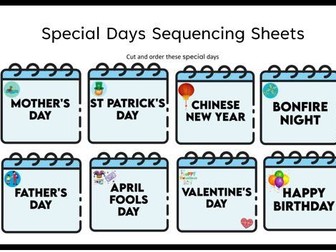 Special Days Sequencing Sheets