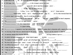 Space and Astronomy 1 Page BW Worksheet