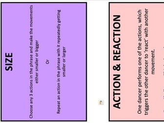 GCSE Dance Choreography Task Cards