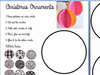Christmas Ornaments Activity/Worksheet (Art, Craft and Design)