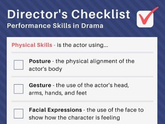 Performance / Drama Skills- Student Checklist