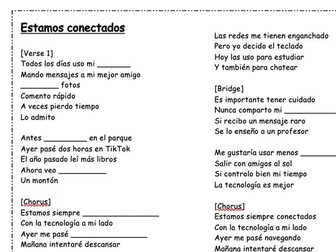GCSE song: La tecnología worksheet