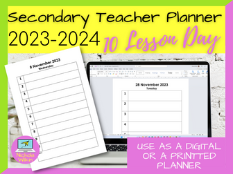 Secondary Teacher Planner 2023-2024 – 10 Lesson Day