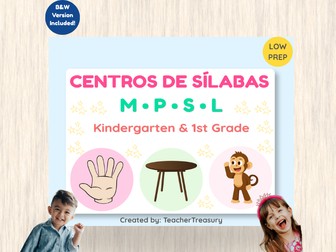 Spanish Syllables Centers M S P L Playdough Mats and Clip Cards EYFS Reception Phonics Activity Pack