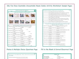 Countable-Uncountable Nouns Combo Activity Worksheet
