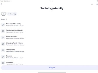 AQA Sociology Family cue cards