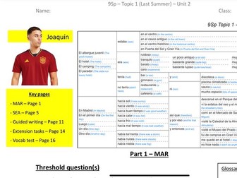 Year 9 Spanish Topic 1 - Last Summer - Unit 2 -  EPI Booklet with PPT resources