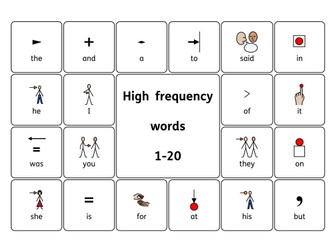 First 100 High Frequency Words Symbolised