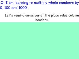 KS2 Year 5 Multiplying and dividing by 10, 100 and 1000 lessons