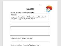 Egg Drop - Science gravity experiment worksheet and PPT | Teaching