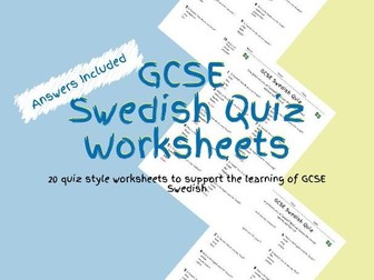 20 GCSE Foundation Level Swedish Multiple Choice Quiz Worksheets  PDF