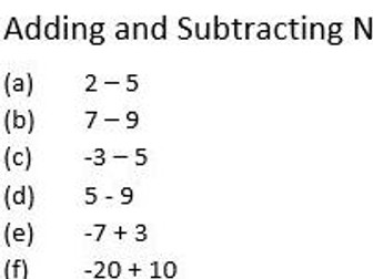Adding and Subtracting Negative Numbers