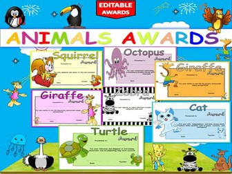 Fun & Editable End of Year Animal Awards | 42 Printable Student Certificates