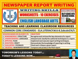 NEWSPAPER REPORT WRITING: 10 WORKSHEETS WITH ANSWERS ...