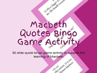 Shakespeare Macbeth Quotes Bingo Game Activity