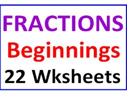 Fractions Beginnings BUNDLE (22 Worksheets)