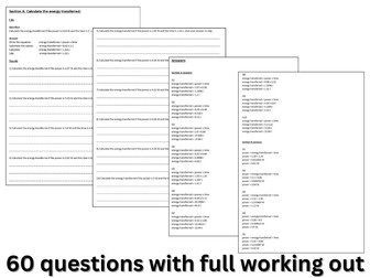 Power and Energy transfer calculation questions and answers