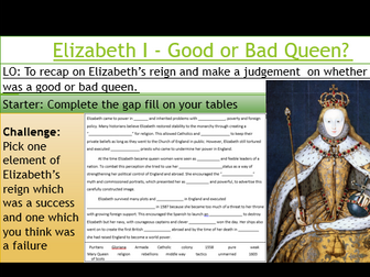 Elizabeth I - Good or Bad Queen? KS3