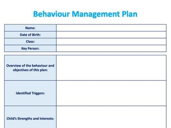 Behaviour Management Plan Template