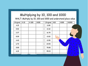 Multiplying by 10, 100 and 1000 (Place Value, 3 differentiated worksheets)