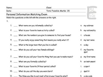 Personal Information Matching Exam