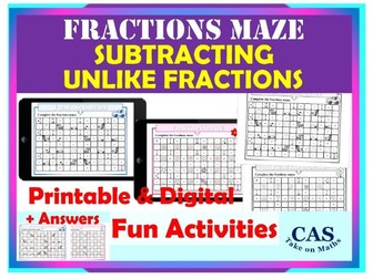 KS2 & KS3 Subtracting Unlike Fractions Mazes – Fun Maths Activity  Printable & Digital