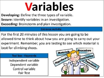 Working Scientifically - Variables