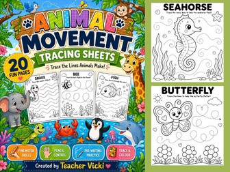 Animal Movement Tracing Sheets for Preschool