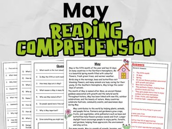 May Reading Comprehension & Close Reading Spring Activities | KS2 English Worksheets: Differentiated