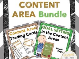 Content Area Bundle: Trading Cards, Assessment, and Goal Setting Templates