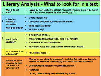 Literary Analysis - what to look for in a fiction text