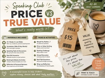 Price VS Value. Speaking lesson A2-B1