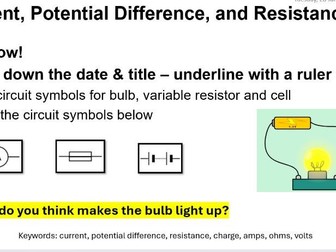 Current potential difference and resistance - GCSE Electricity Physics Lesson