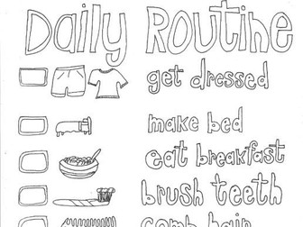 Daily Routine Colouring Page