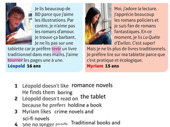 Y9 French Dynamo - la lecture - qu'est-ce que tu lis?
