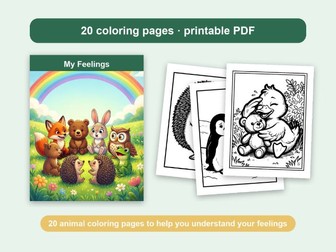 Feelings Colouring Pages: 20 Animal Emotions